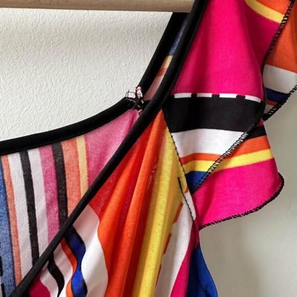 Striped maxi dress small/medium colorblock jersey material stripes colorful - Picture 4 of 4